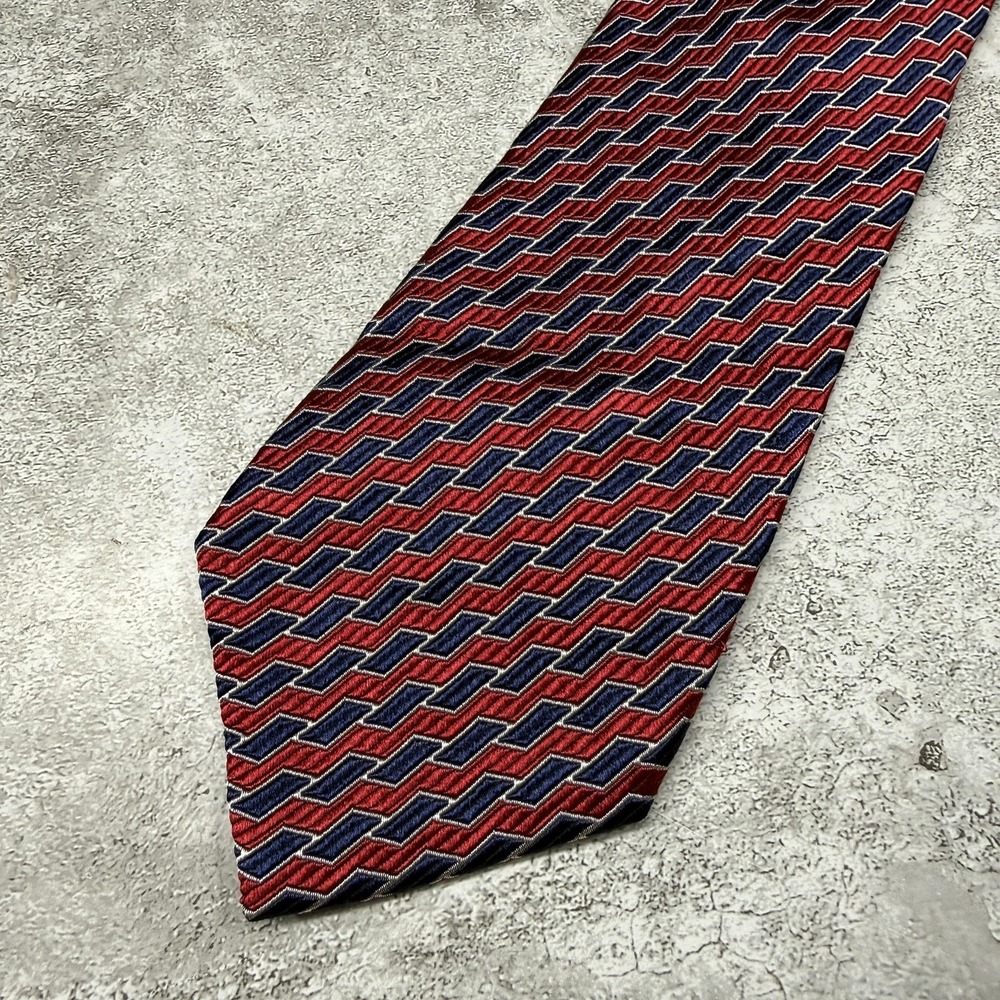 Lauren Ralph Lauren Silk Tie Mens One Size Red Geometric Made‎ In China Necktie